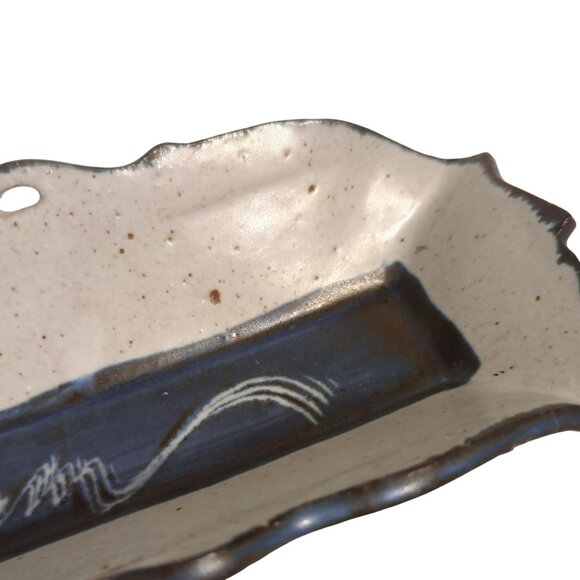 Springwood Stoneware Pottery Jim Ulmer Blue Gray Rectangular Dish Tray Vintage - Picture 8 of 10